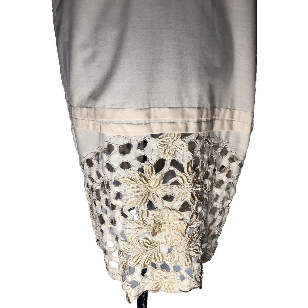 Authentic Vintage 1920s Embroidered Cotton Shift Dress Lace Hem Flapper Antique - Picture 4 of 16